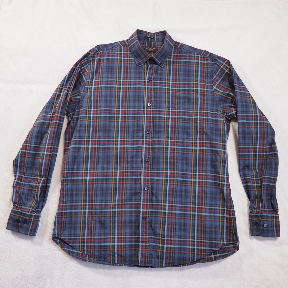 Paul & Shark Sz 42 Blue Multi-Color Plaid Button-Down Shirt - Picture 3 of 9
